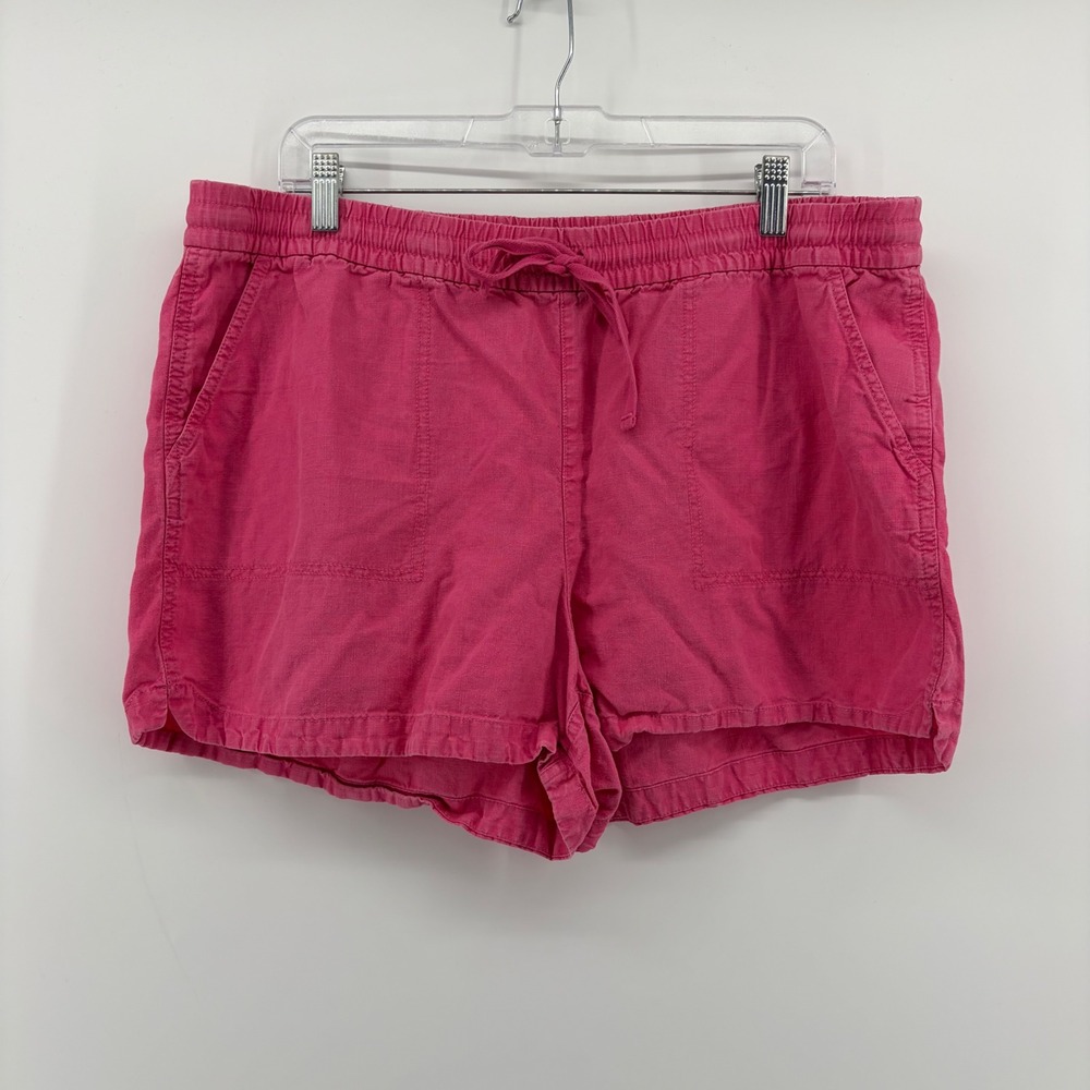 J.Crew Seaside Shorts Pink Womens XL Linen‎ Lyocell Blend Elastic Drawstring
